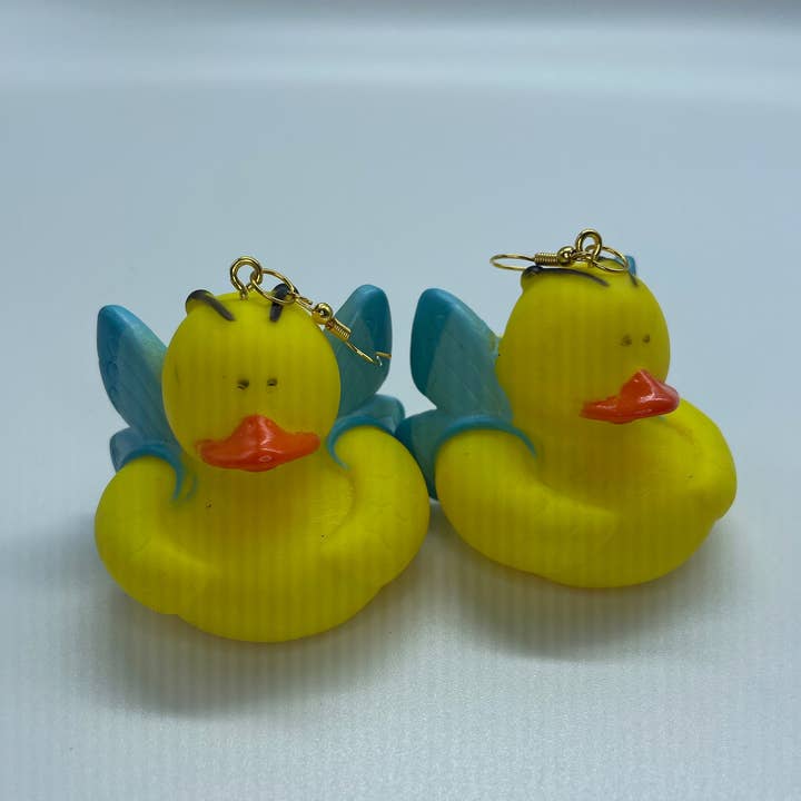 R59Creates - Wholesale Dangle earrings - Cute!! Lil Butterfly Rubber Ducky Earrings! With Red, Blue Or Purple Wings! In Gold + Silver!4