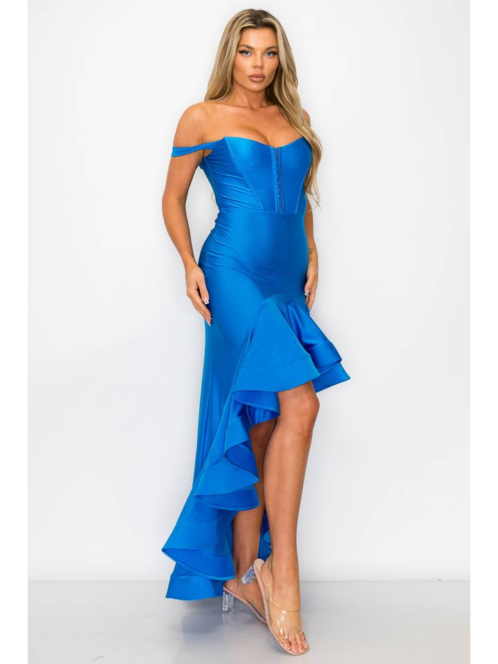 Kimcine - Wholesale Dress - Women's - KD20110Power Satin Corset Tube Top Ruffled Skirt Dress(SALE20