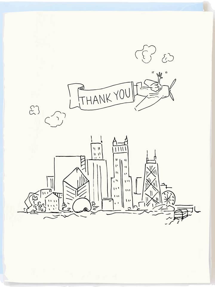 Chicago Tackkort – Windy City Skyline Pappervaror för wholesale av Pop + Paper