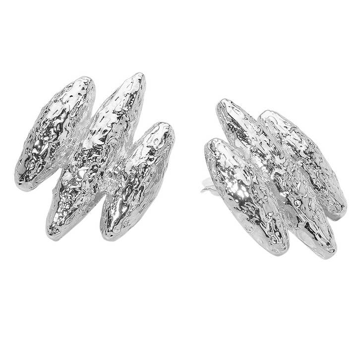 Sensibling Corp. - Wholesale Clip-On Earrings - Textured Sculptural Metal Clip On Earrings3