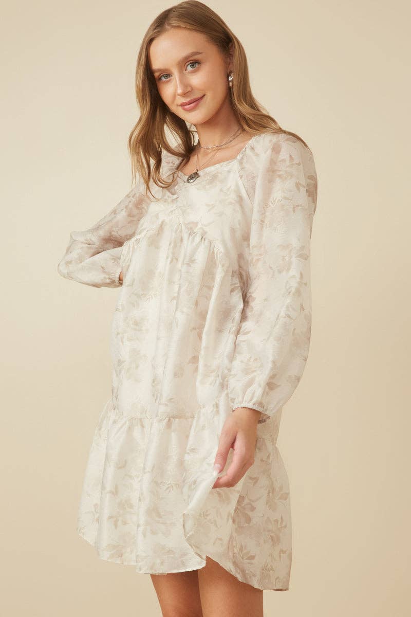 Crema Vestido de organza con estampado floral y escote corazón para mujer de venta al por mayor en Faire6