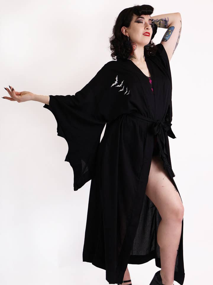 BONSAI KITTEN - Wholesale Sleepwear set – Women's - Long Black Nightfall Gown0