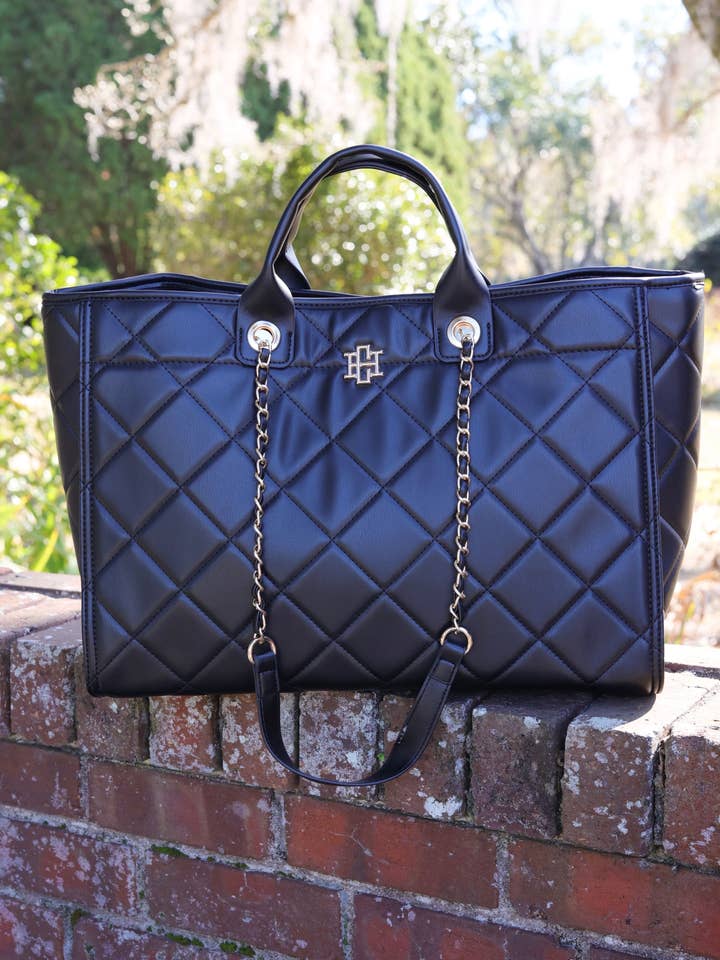 Melissa Tote Bag BLACK QUILTED LD for wholesale by Caroline Hill