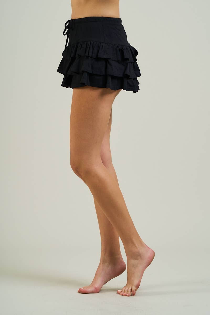 ANWND - Wholesale Broekrok - Dames - 6556 - RUFFLE JERSEY MINI SKORTS11