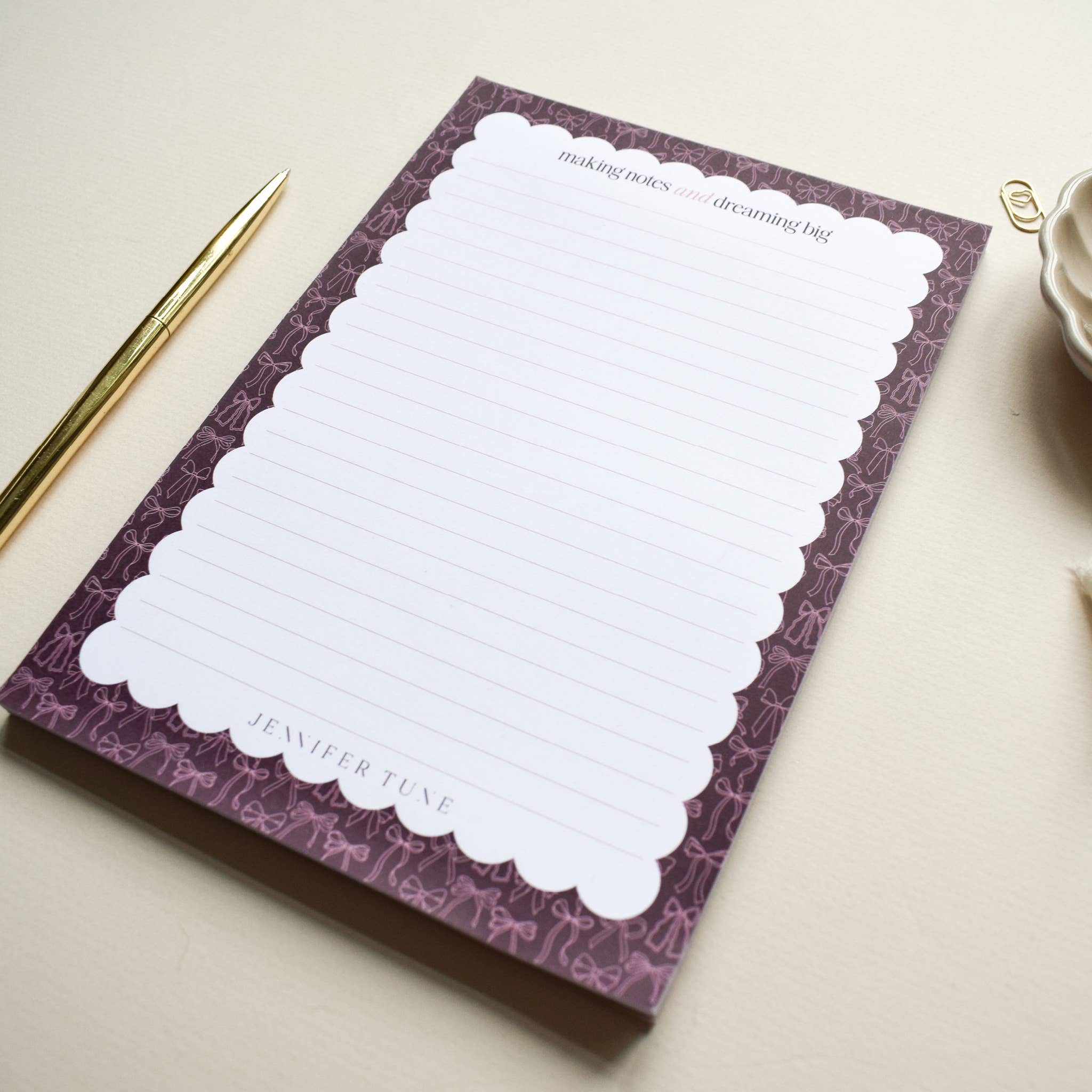 Jennifer Tune - Wholesale Notepad - A5 Notepad with Bows Design2