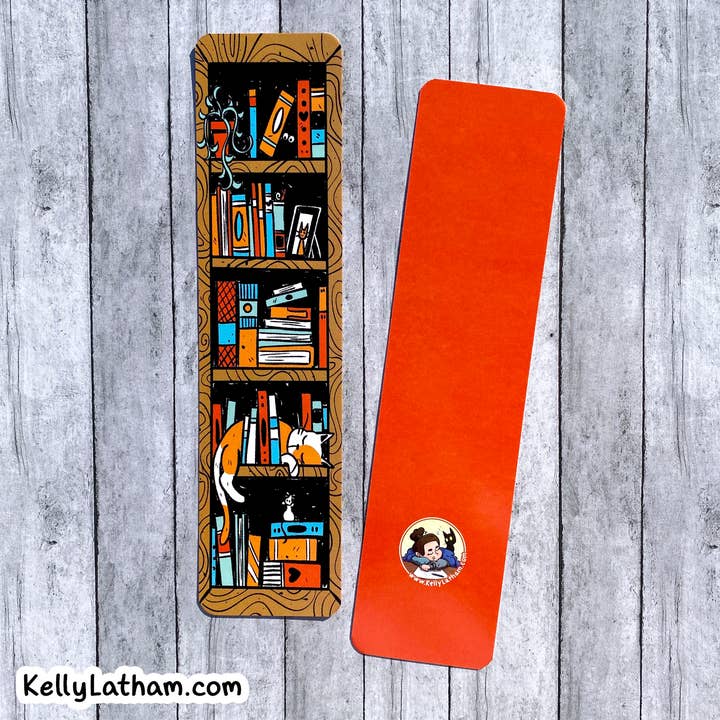 Kelly Latham Art - Wholesale Bookmark - Bookshelf Bookmark Bookstore, Book Lover, Cat Lover