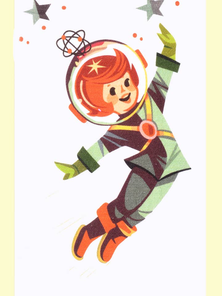 Spacegirl Retro Flour Sack Kitchen Towel for wholesale by Red and White Kitchen Company