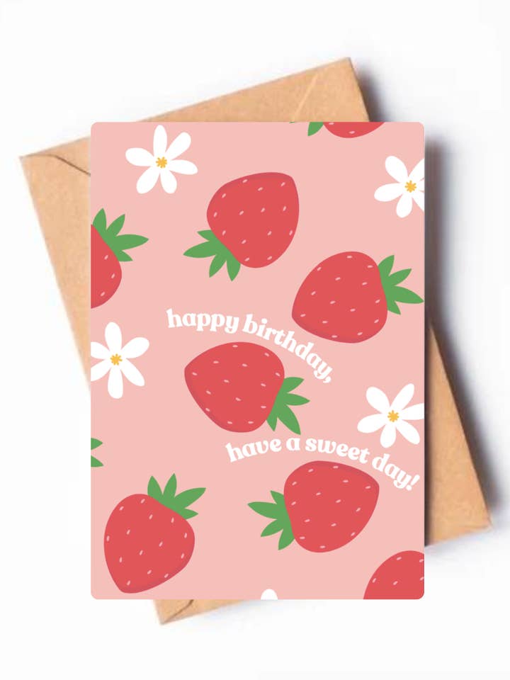 biglietto di auguri - compleanno alla fragola per la vendita all'ingrosso da parte di sea of roses