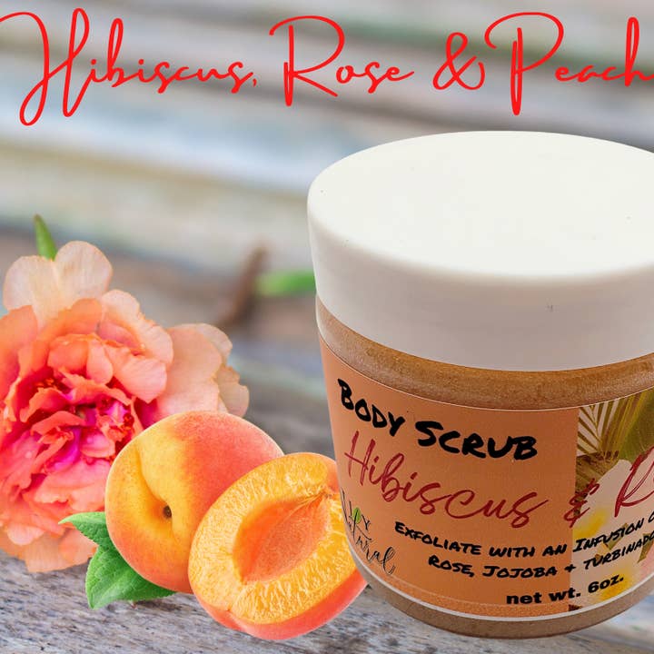 Hibiscus, Rose and Peach Body Scrub for wholesale by NJOY Natural