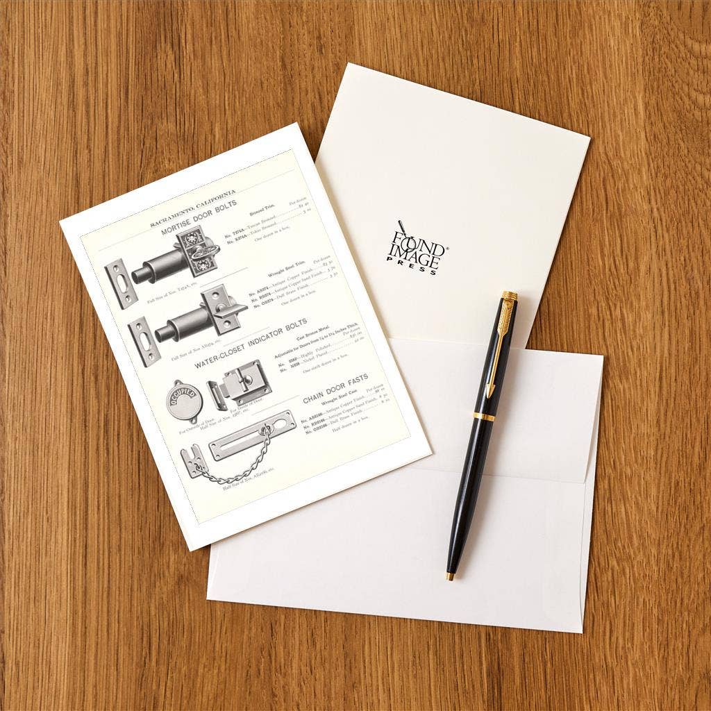 Found Image Press - Wholesale Stationery/Notecard Set - Greeting Card HD-67 Door Bolts1