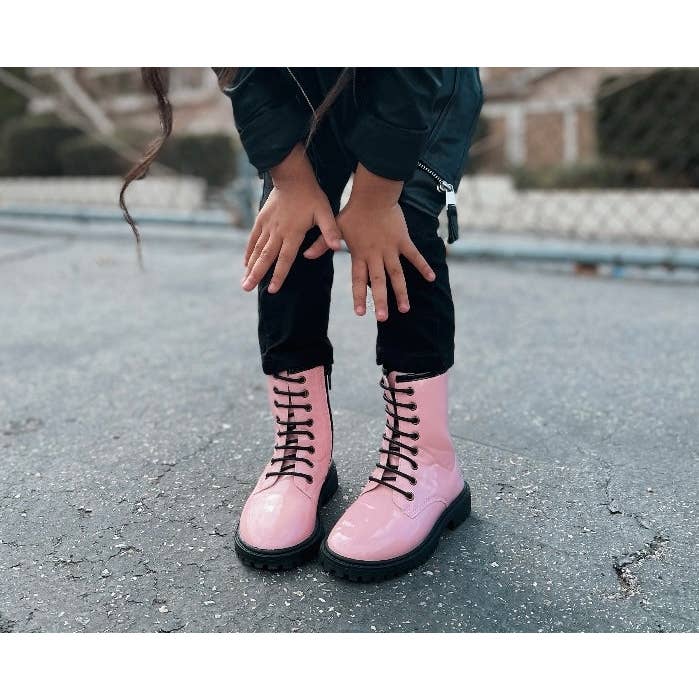 Combat Boots - Patent Leather - Pink for wholesale by Yourtay
