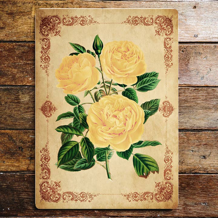 Cartão Armas Rosa Amarelo Placa Vintage Metal por atacado de The British Metal Signs Company