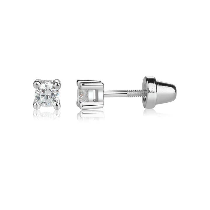 Orecchini a perno in argento Sterling con zirconia cubica trasparente per neonati e bambini per la vendita all'ingrosso da parte di Cherished Moments
