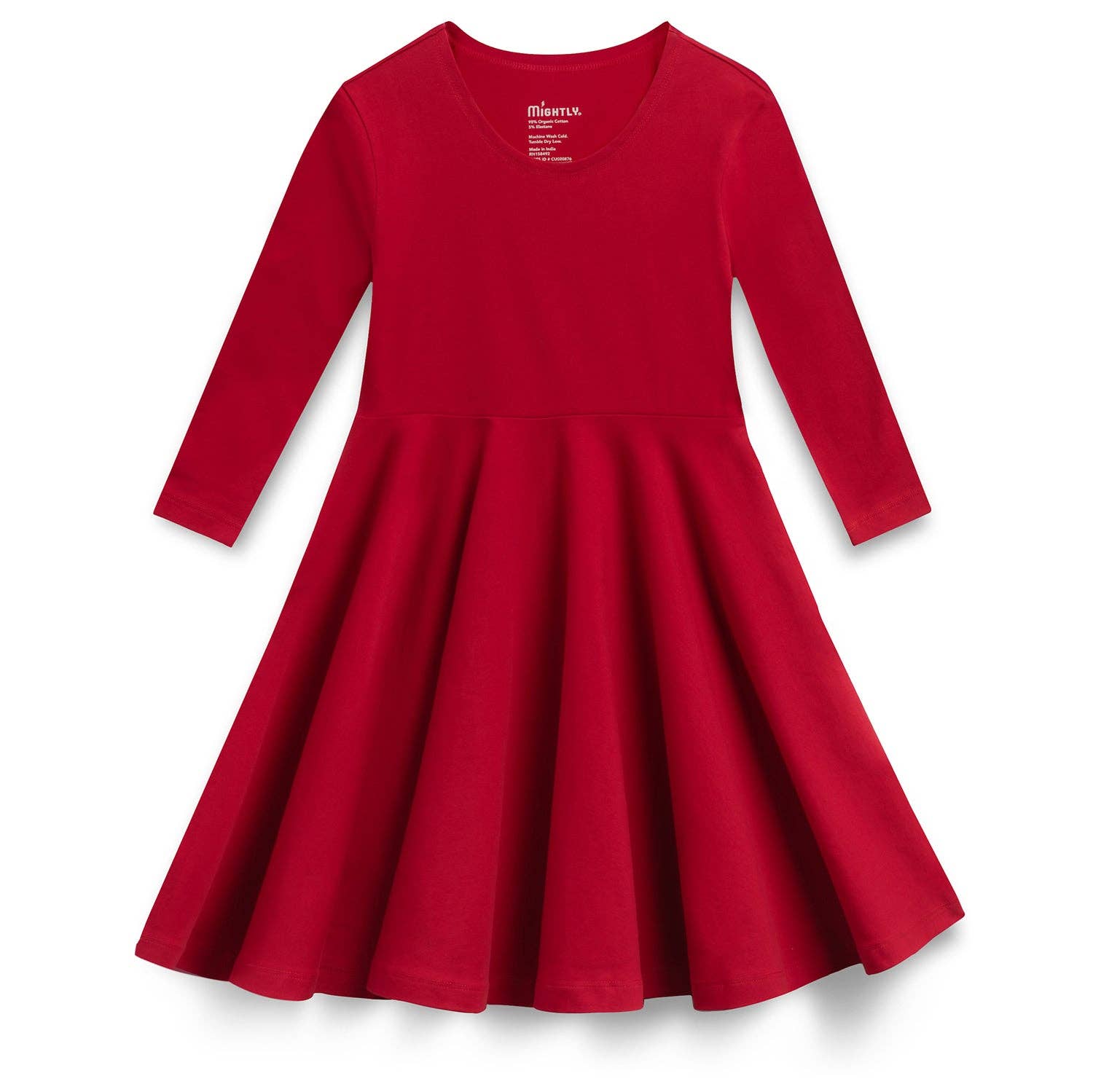 Mightly - Wholesale Dress - Kids - Organic Cotton 3/4 Sleeve Twirl Design: Core Colors1