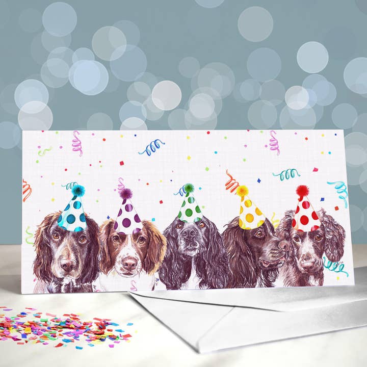 Biglietto di compleanno Sprocker Spaniel - Springer Cocker Crossbreed per la vendita all'ingrosso da parte di Amber Marie Studio
