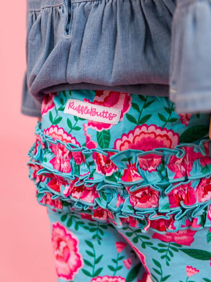 Azul Calças com Folhos e Flores Brilhantes para Bebé Menina para venda a revendedores na Faire5