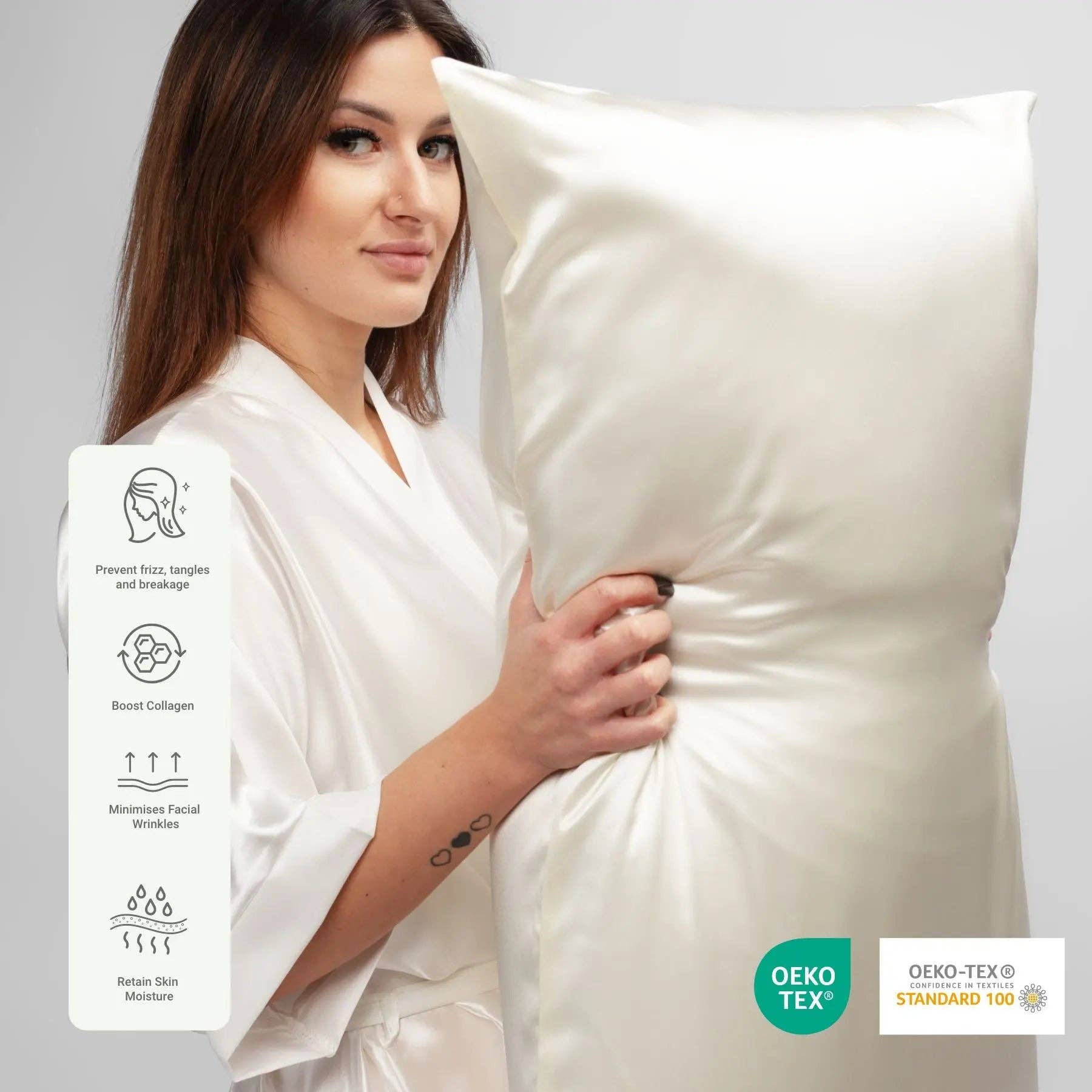 SilkSleek® - Wholesale Bedding pillowcase/sham - Ivory Silk Pillowcase4
