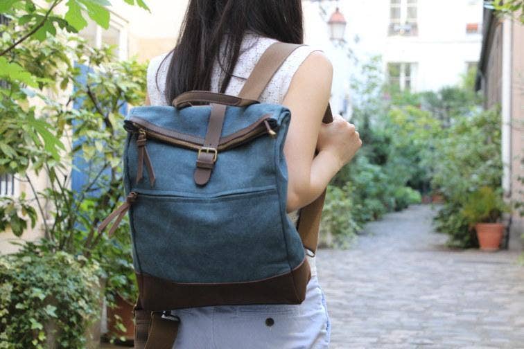 ZEDE PARIS - Vente Sac à dos – unisexe - ECOLE MILITAIRE - Sac à dos en toile et cuir7