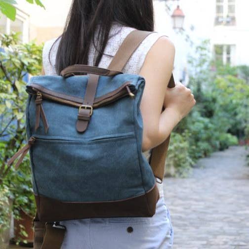 ZEDE PARIS - Vente Sac à dos – unisexe - ECOLE MILITAIRE - Sac à dos en toile et cuir7