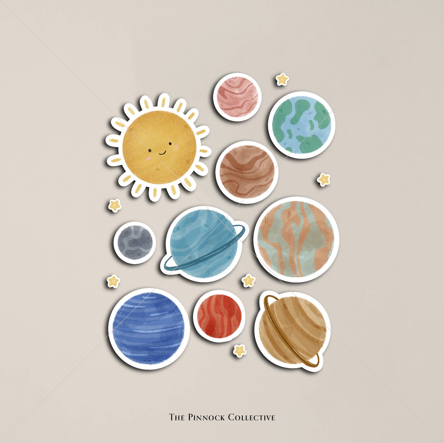 The Pinnock Collective – wholesale Sticker – Planets in Space Sticker Sheet3