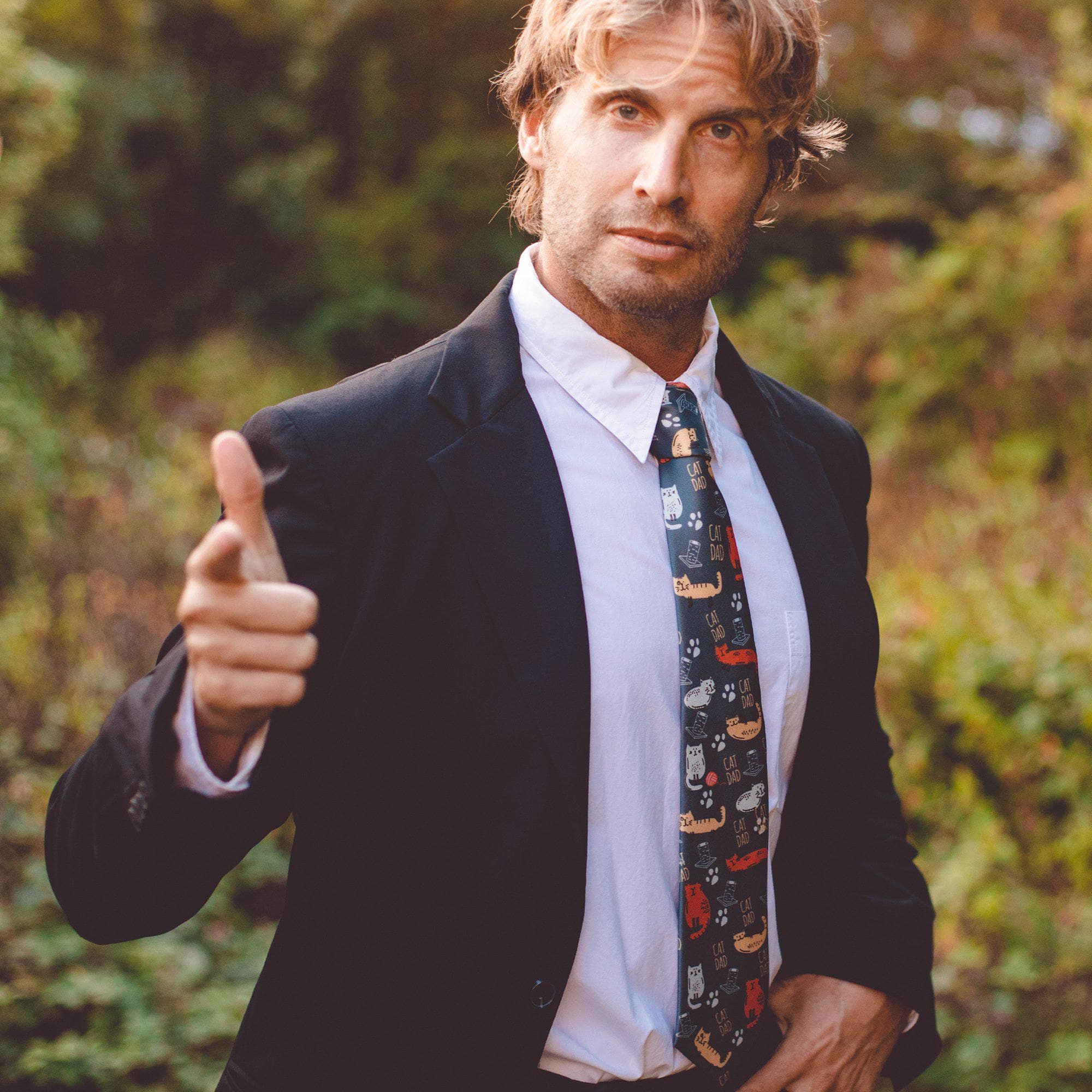 Grey Cat Dad Neck Tie Novelty Necktie Formal Cool Gift Crazy for wholesale on Faire2