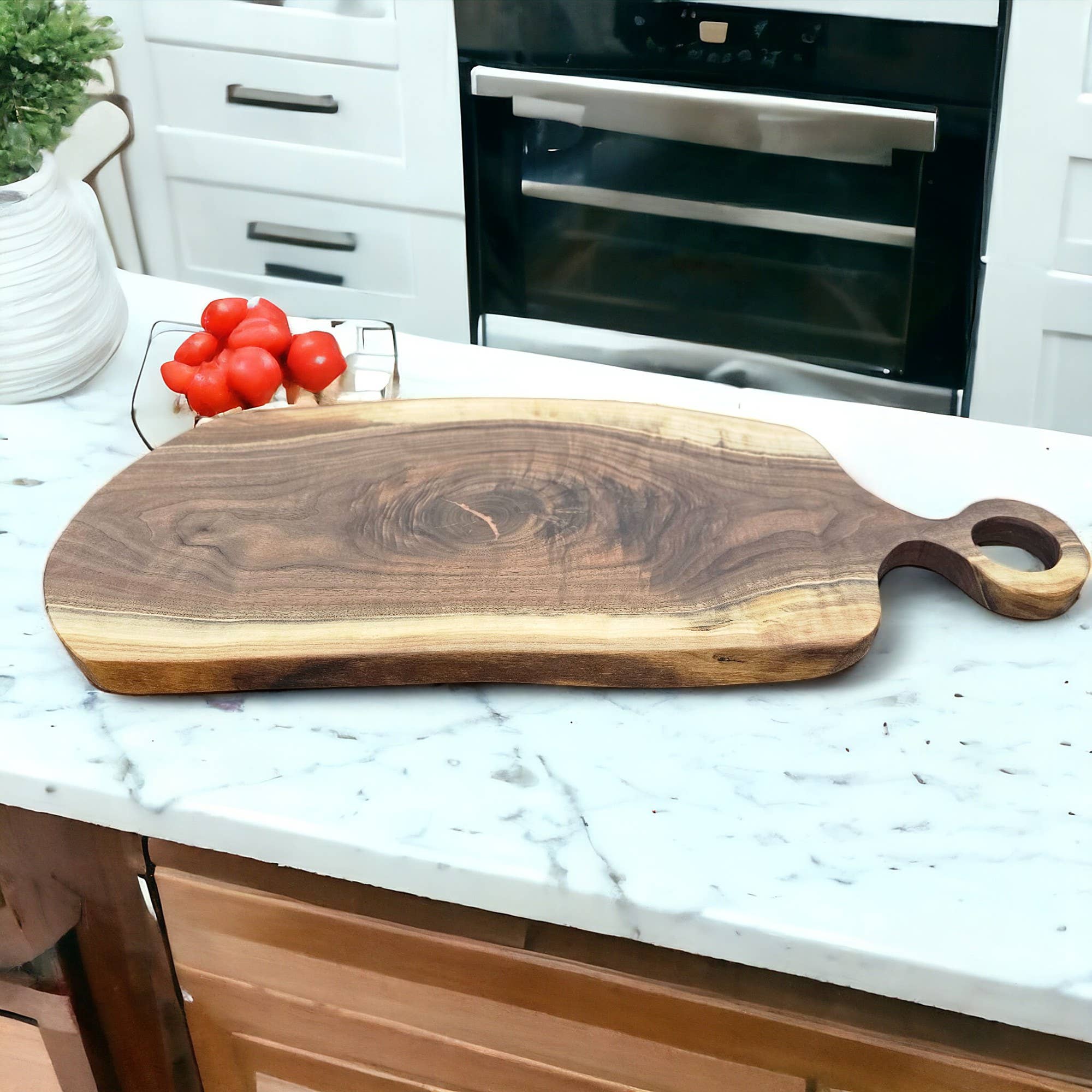 MZ Fine Designs - Wholesale Cheese Board - Black Walnut Live Edge Charcuterie Board with Handle1