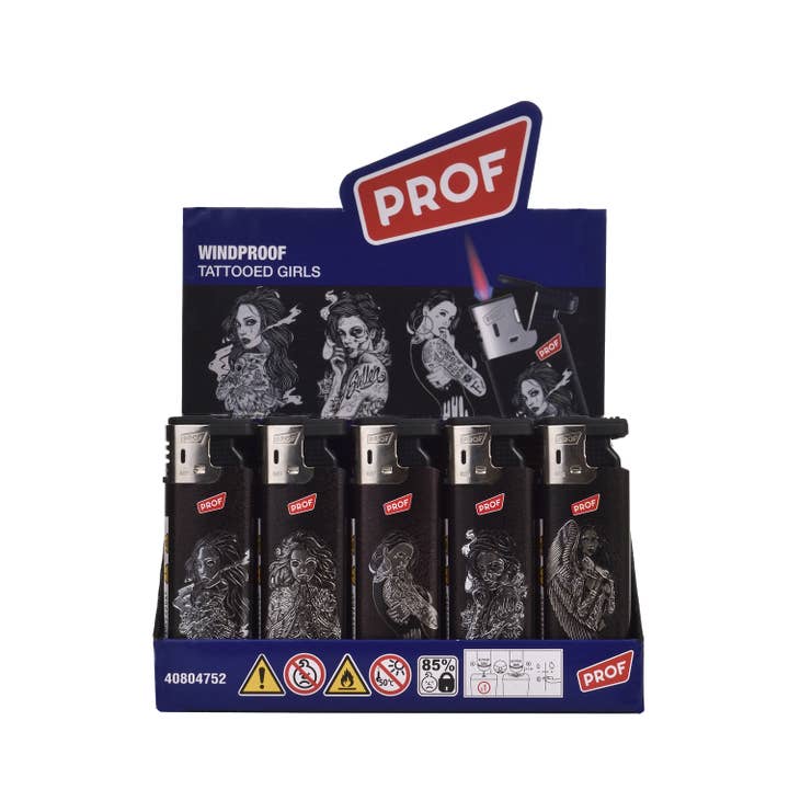 PROF - Wholesale Lighter - PROF TATTOOED GIRLS SLIDECAPLIGHTER DL501