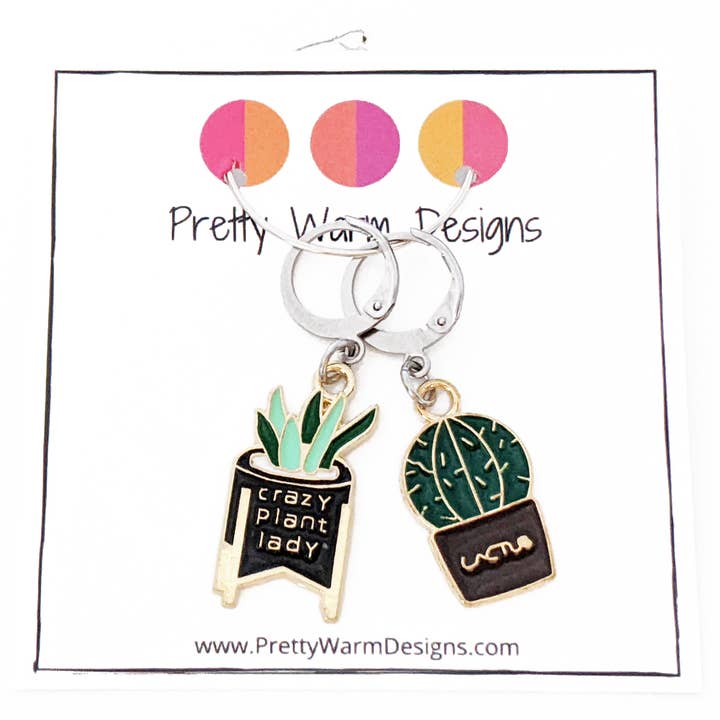 Cactus Lover Crochet Stitch Marker Duo for wholesale by Pretty Warm Designs