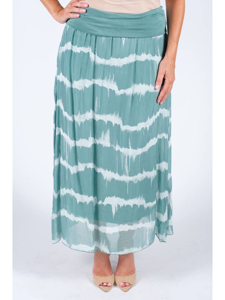 TINA Stephens Italy/Tees By Tina - Venta al por mayor Falda - Mujer - Falda de cintura plegable de seda Tie Dye Brenda (SL204TD)3