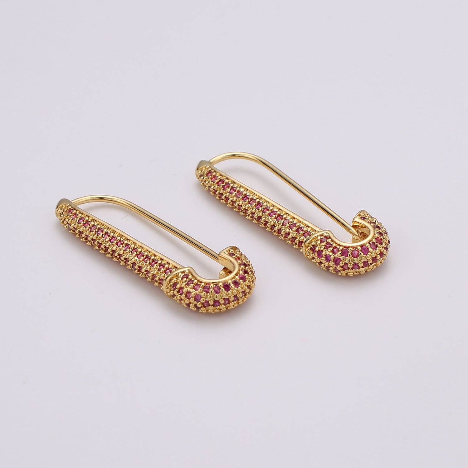 Aim Eternal - Wholesale Individual charm/pendant - Gold Sparkly safety pin Pendant- medium safety pins Charm Holder pave safety for Bridal Jewelry minimal modern Supply K-604 - K-6106