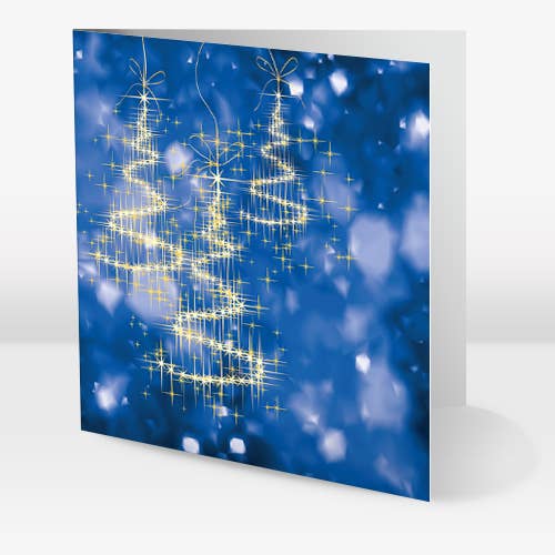 Gold Thread Christmas Tree - Blue for wholesale by Kortspecialisten