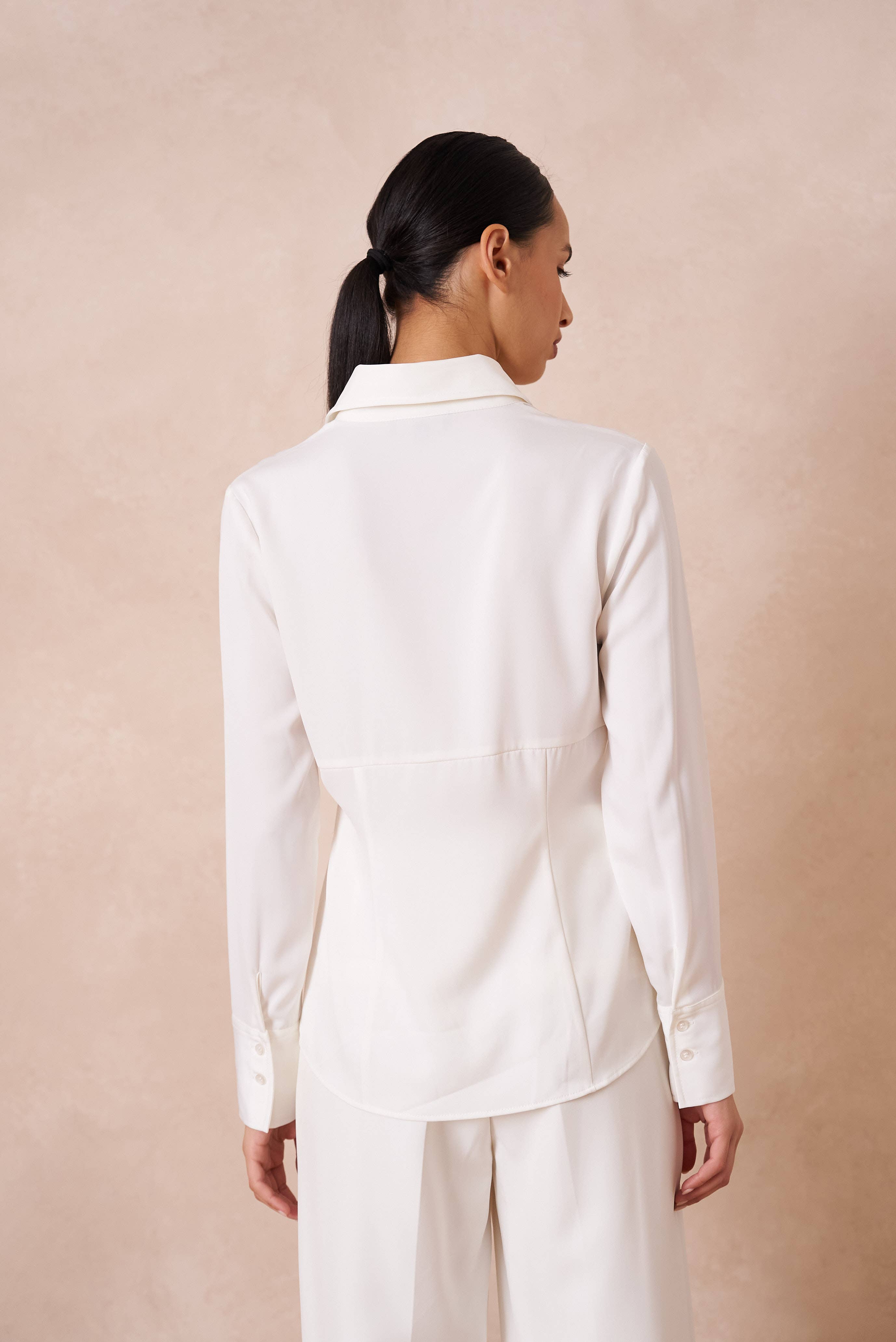 Attentif Paris - Wholesale Button Down Shirt - Women's - Satin corset shirt with lapel collar10