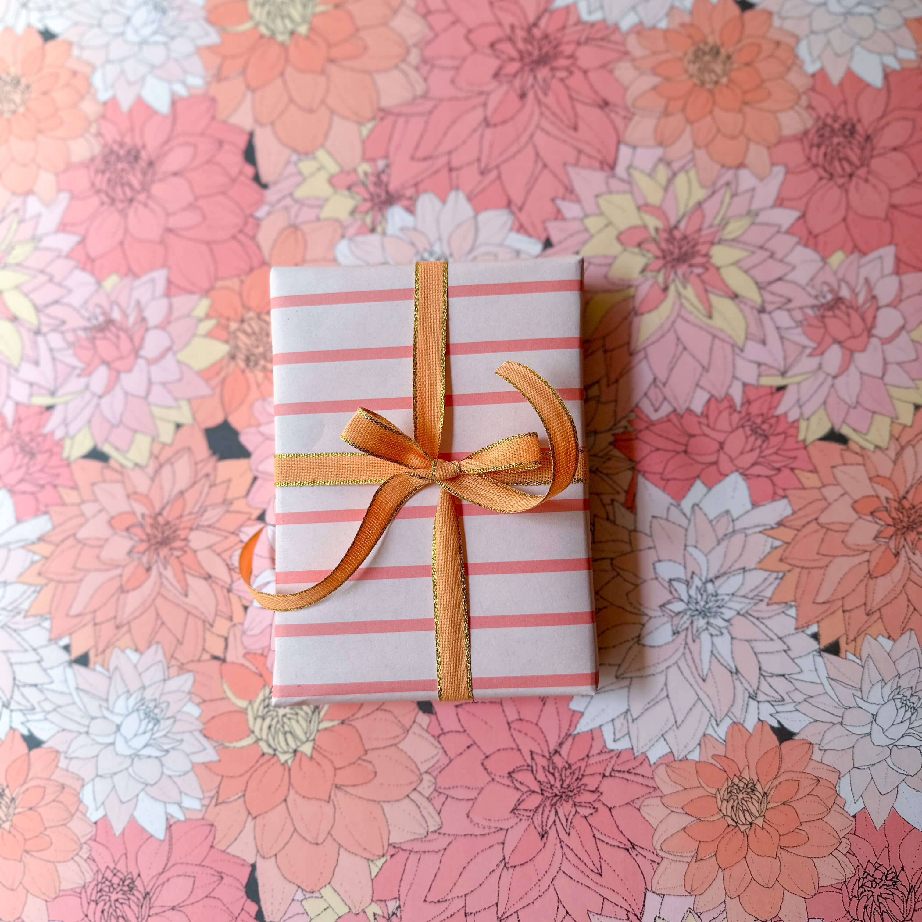 Ballard & Prescott - Wholesale Flat Wrap - Dahlias in Pink Wrapping Paper5