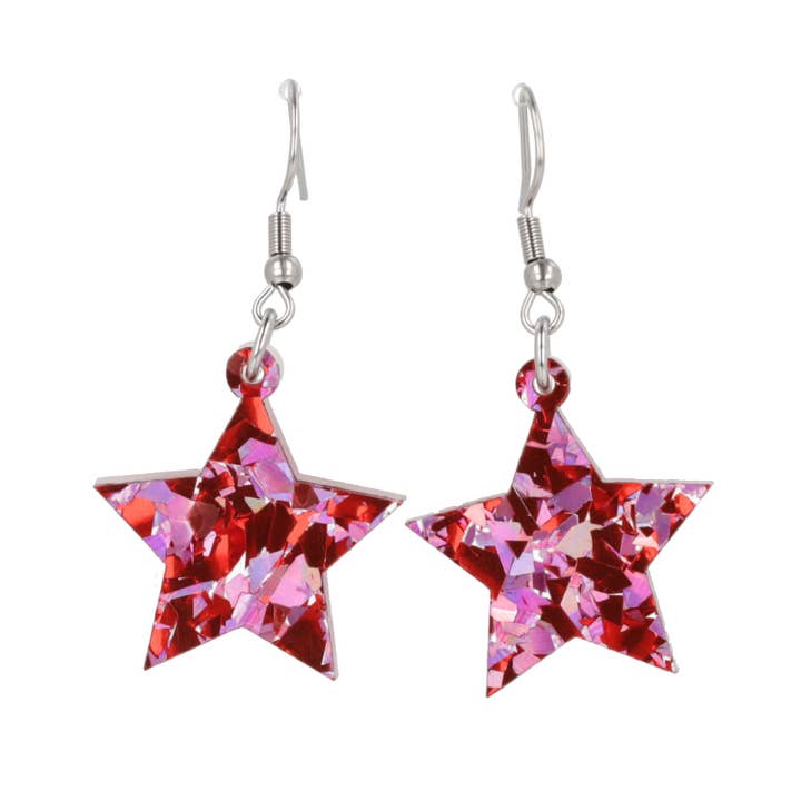 Pendientes con forma de estrella confeti rosa y roja para venta al por mayor de Sour Cherry