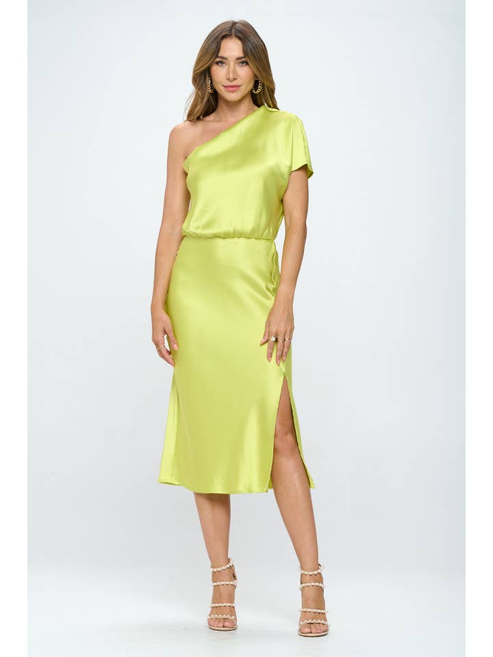CITRON Made in USA Stretch Satin One Shoulder Dress for wholesale on Faire