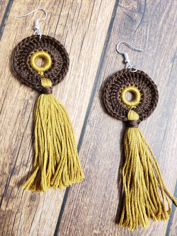 Chic Boho Crochet Circle Earrings for wholesale by Sysaic Knotz
