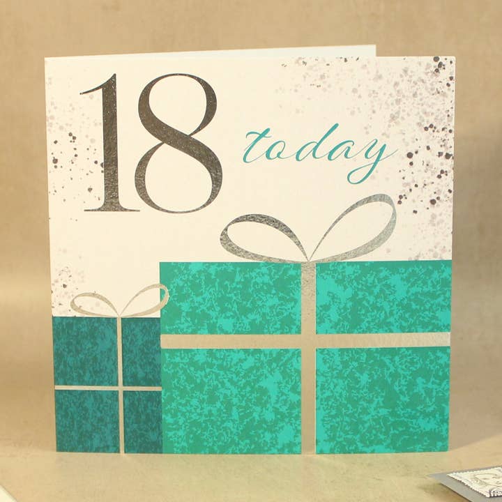 18th Gifts Birthday Card - Silver Foiled Finish for wholesale by Rainee Collections