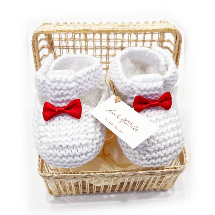 Röd Bow Booties i Korg för wholesale av Loralin Design