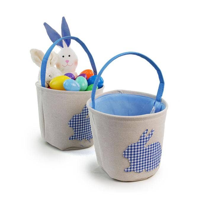 Buhi Imports – wholesale Basket – Easter Fabric basket with Gingham Bunny 2