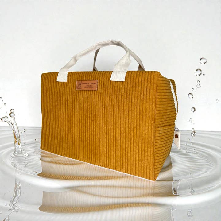 Isothermische Tasche Ice cube M, "Cord" Kamel für den Großhandel von Emmanuel Création