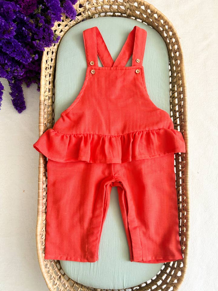 Maria Jasmim Baby & Child - Wholesale Overalls - Baby - Coral Muslin Jumpsuit0