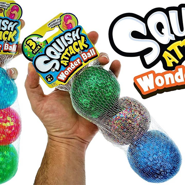 Fidget Toys Plus - Wholesale Fidget Toy - Kids - 3-Pack Squish Attack Glitter Ball