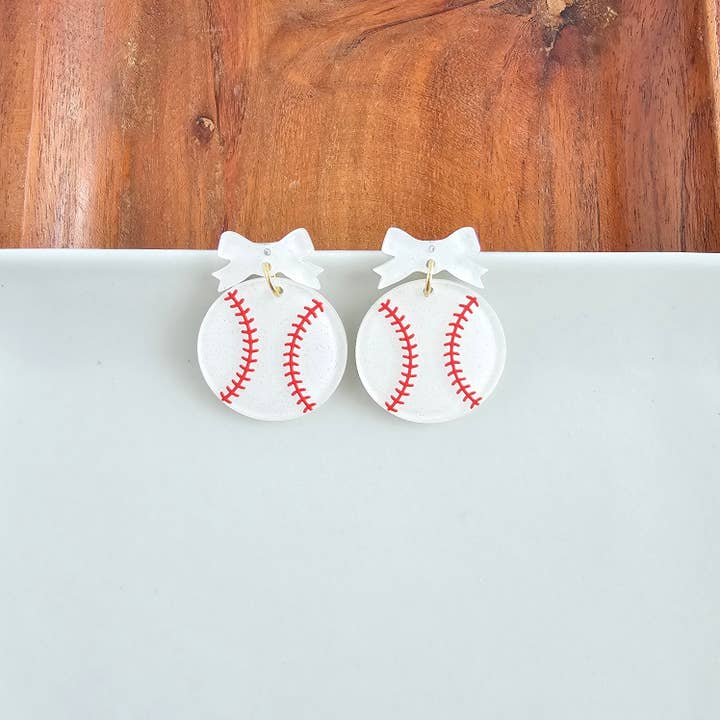 Spiffy & Splendid - Wholesale Dangle Earrings - Bow Baseball Earrings // Jewelry, Earrings, Game Day1