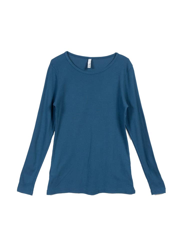 Bomull Vinter-Ribbed Långärmad i Mörk Teal för wholesale av Caposhie