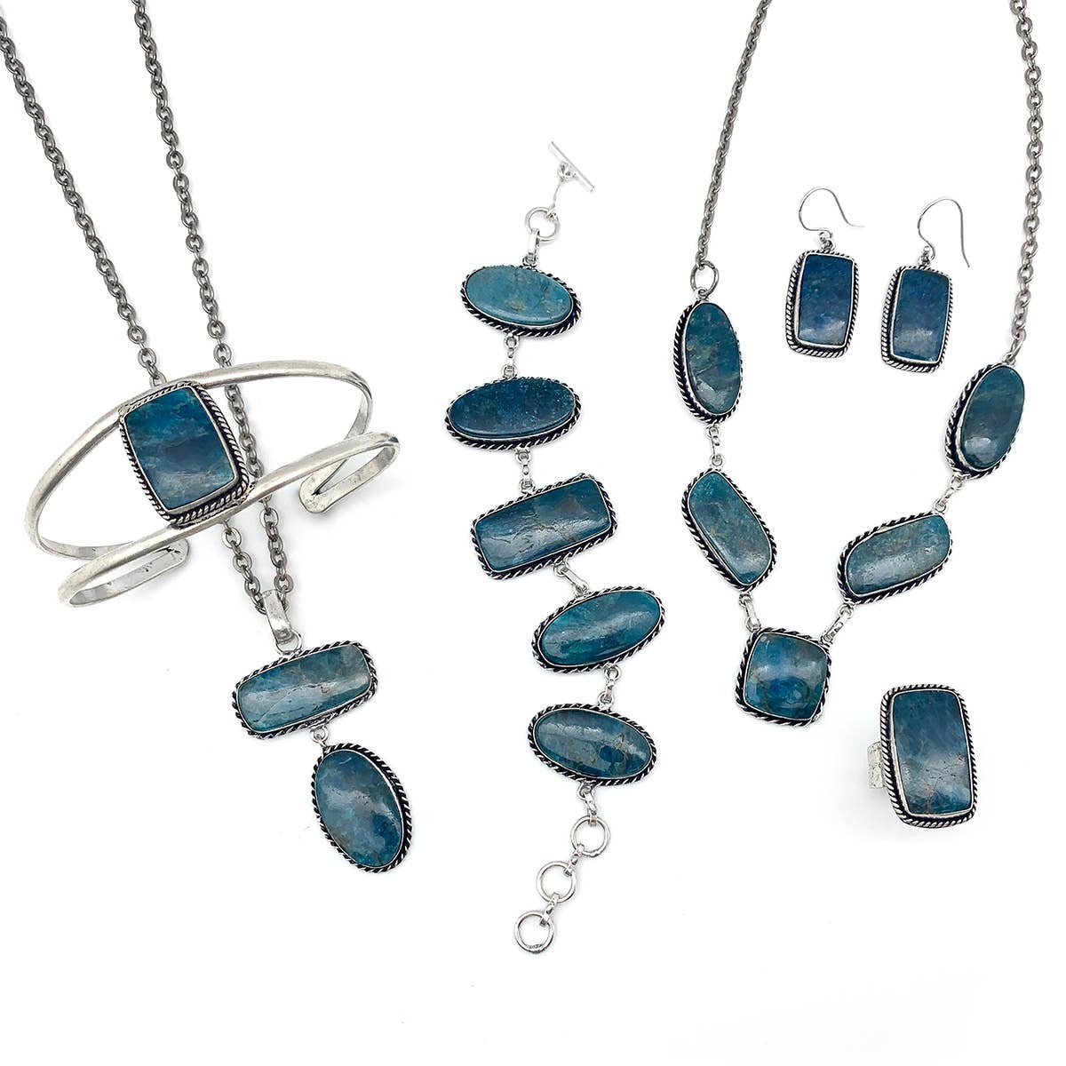 Anju Jewelry - Wholesale Cocktail/Statement Ring - Handcrafted Kashi Semiprecious Stone Ring - Apatite2