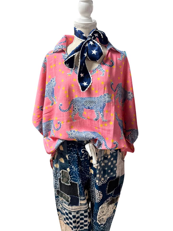 Oversized Cotton Collared Top with Fun Prints for wholesale by LeParisPetit by I Love Linen