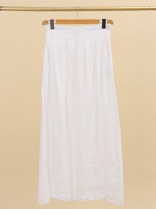 NAÏS PARIS - Wholesale Skirt - Women's - LONG SKIRT WITH SMOCKED WAIST AND POCKETS 100% LINEN1