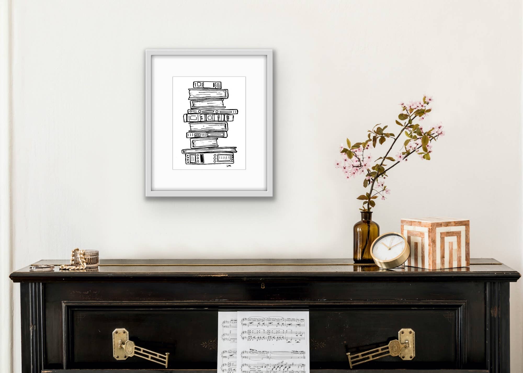 Laura K Maxwell - Wholesale Art Print - Stack of Books Art Print3