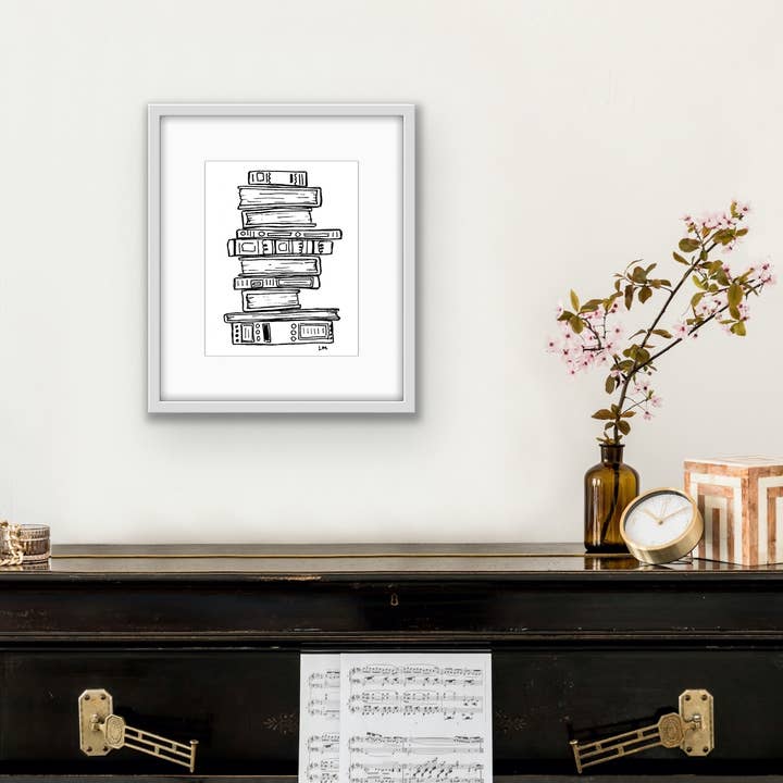 Laura K Maxwell - Wholesale Art Print - Stack of Books Art Print3