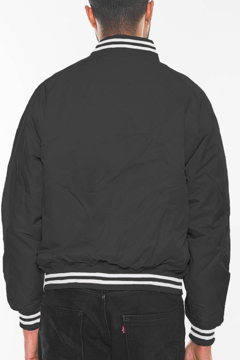 WEIV - Wholesale Windbreaker - Men's - Mens Polyester Varsity Windbreaker Jacket - Black2